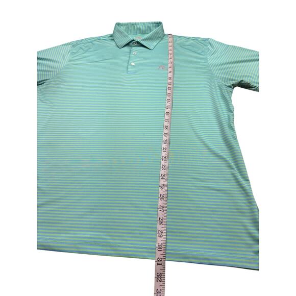 Rhoback Golf Performance Polo Mens Size XXL Short Sleeve Blue Green Stripes - Picture 7 of 12